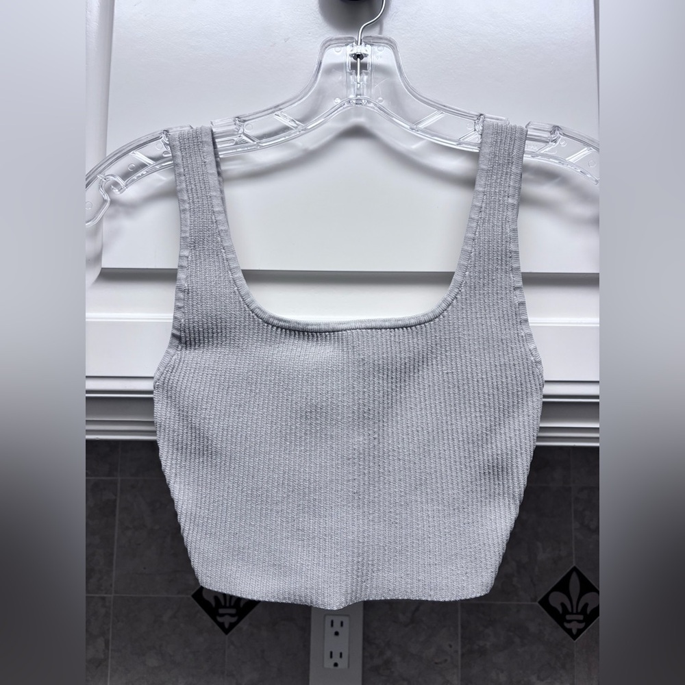 Light Gray Ribbed Knit Crop Top Size Xxs